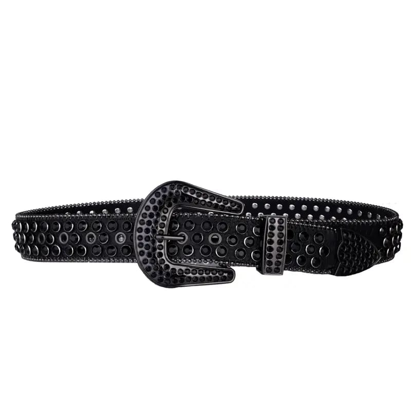 Black Dazzle Rhinestone Belt — Black