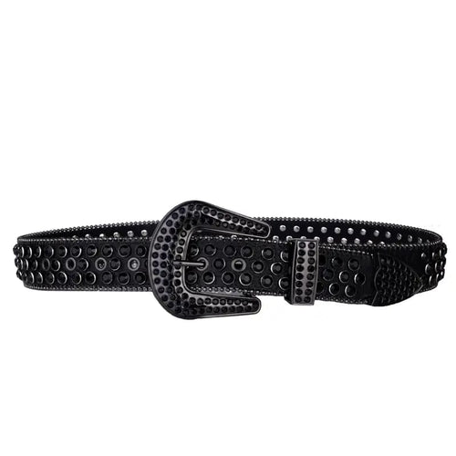 Black Dazzle Rhinestone Belt — Black