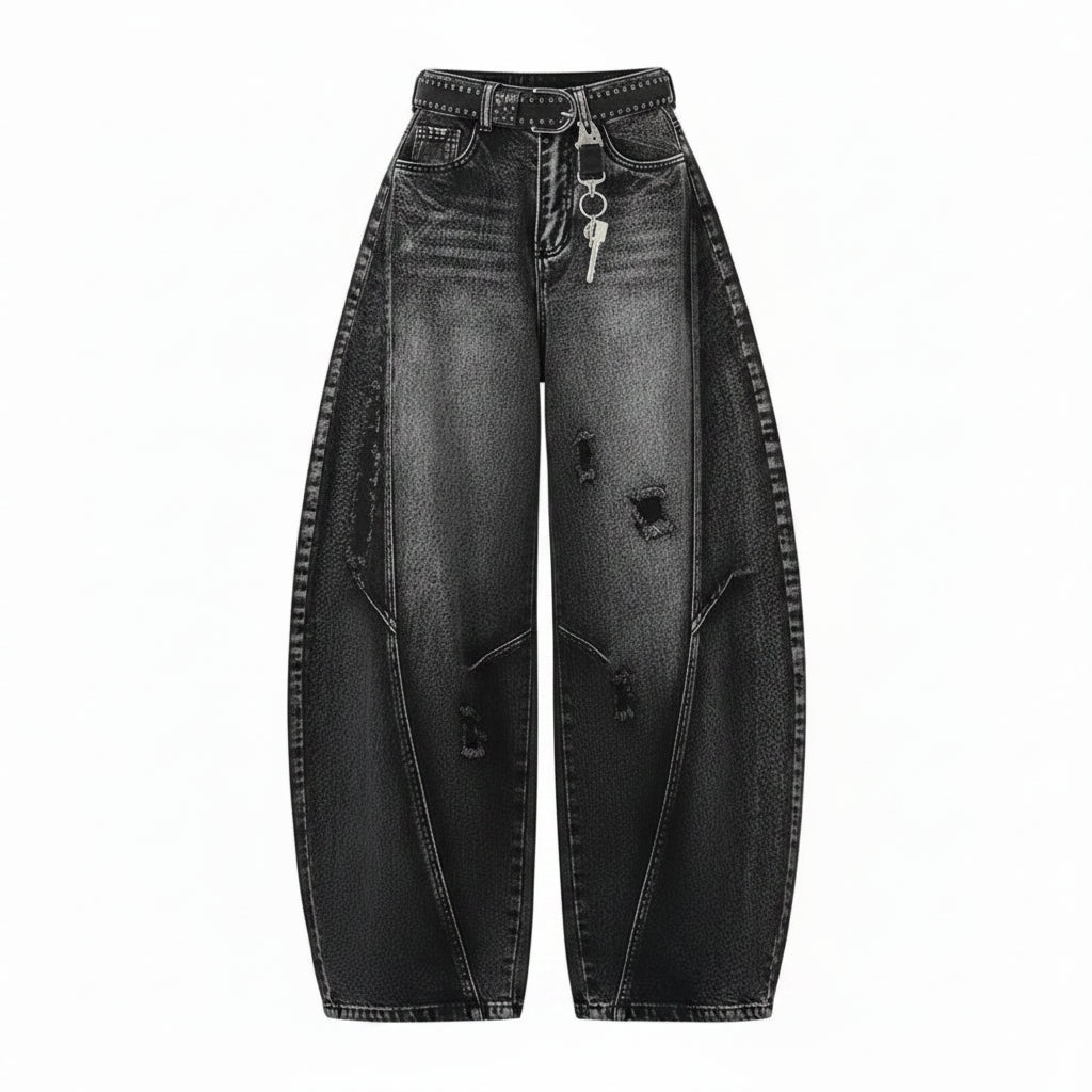Washed Black Balloon Jeans