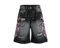 Tribal Embroidered Denim Shorts