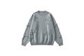 Distressed Grey Sweater – sfondo bianco, frontale, senza etichetta