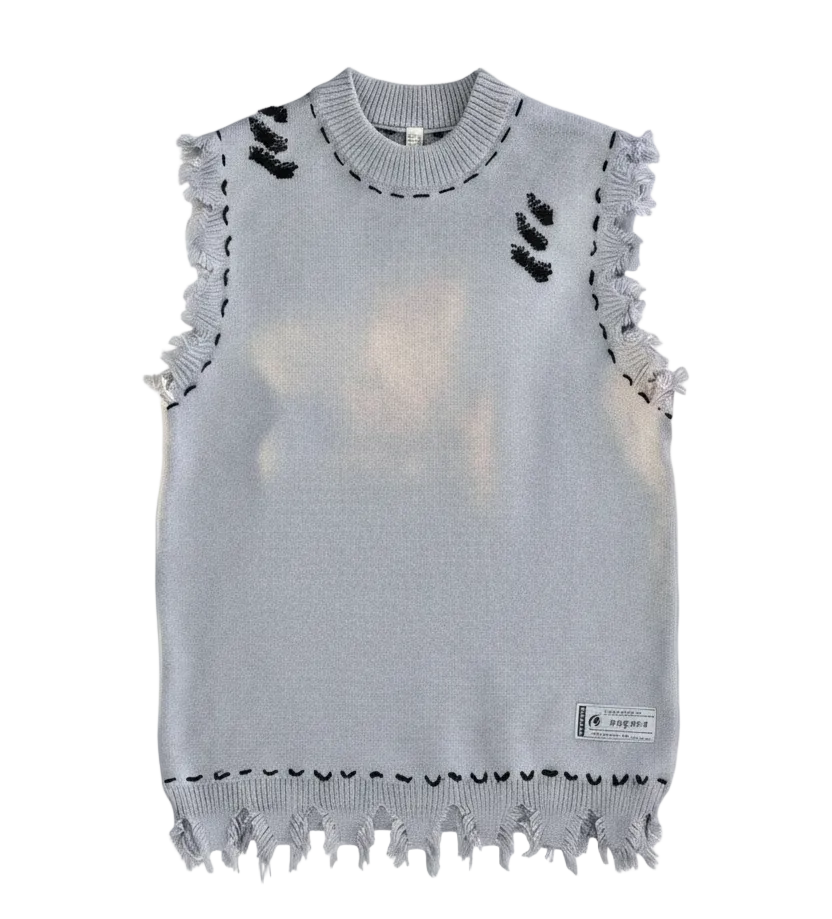 Distressed Knit Vest — Max Zoom