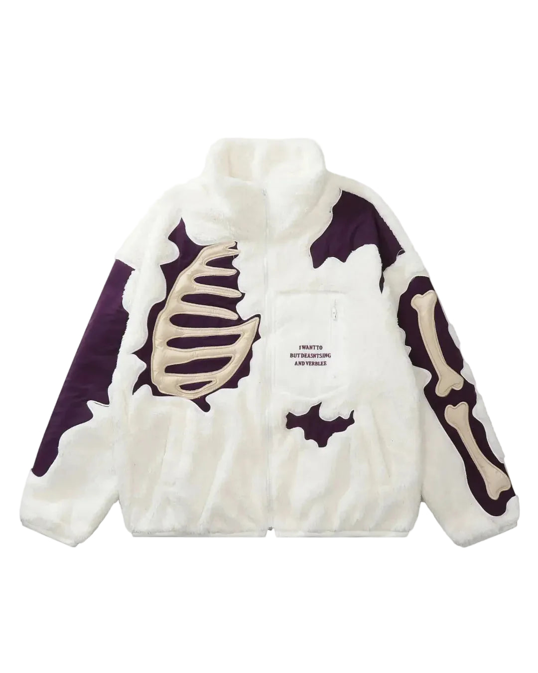 Skeleton Sherpa Jacket White/Purple