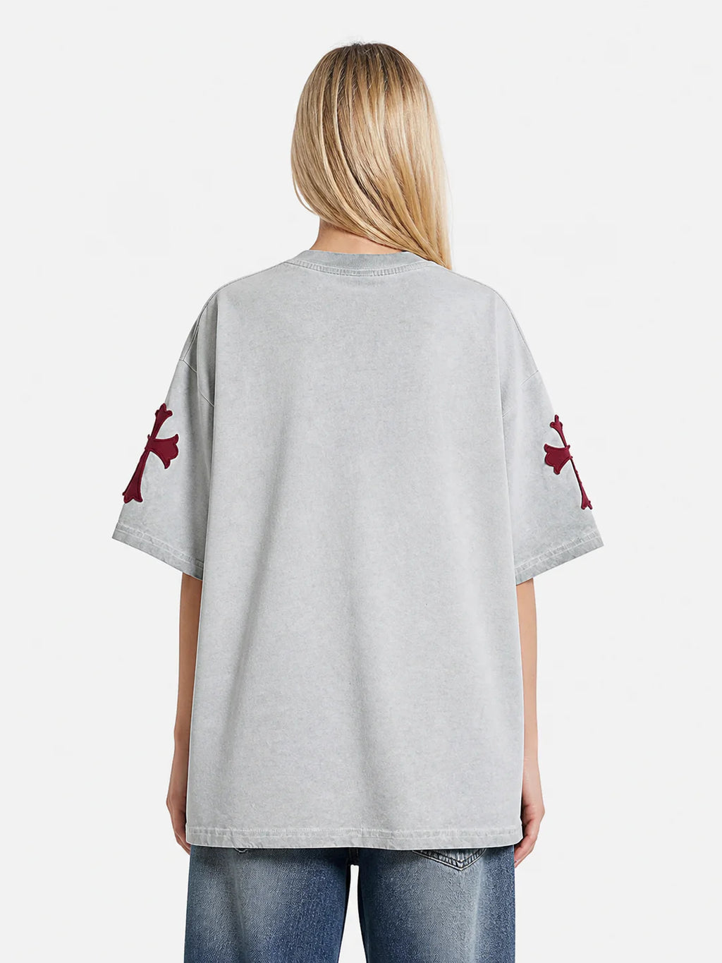 Letsrockon Cross Embroidered T-Shirt