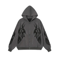 Flame Rhinestone Zip Hoodie Cold Archive frontale