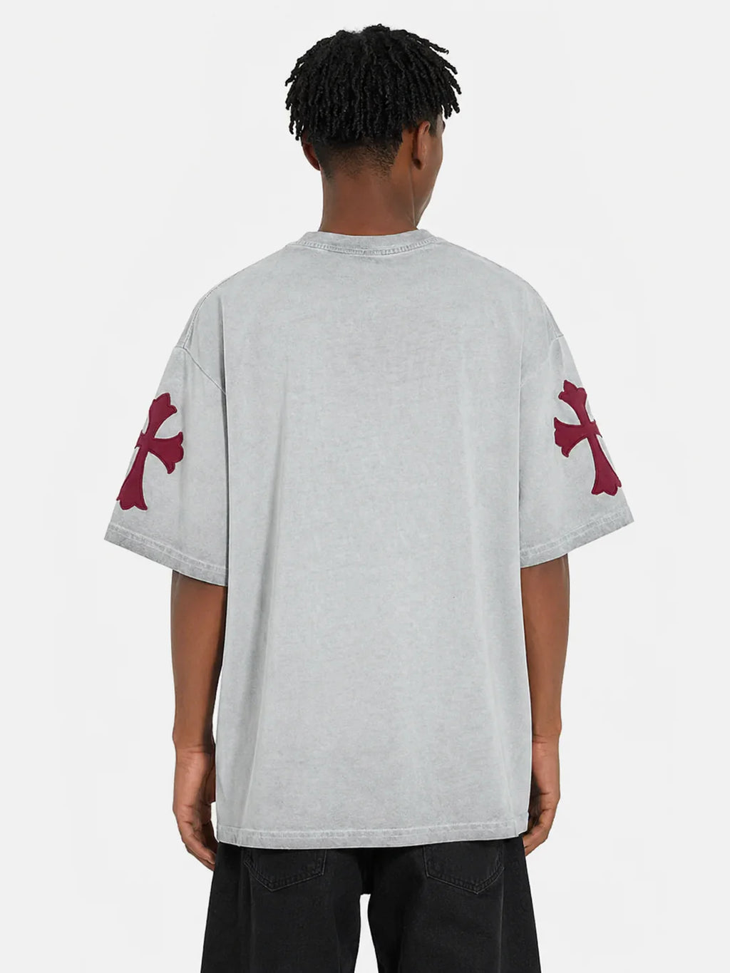 Letsrockon Cross Embroidered T-Shirt