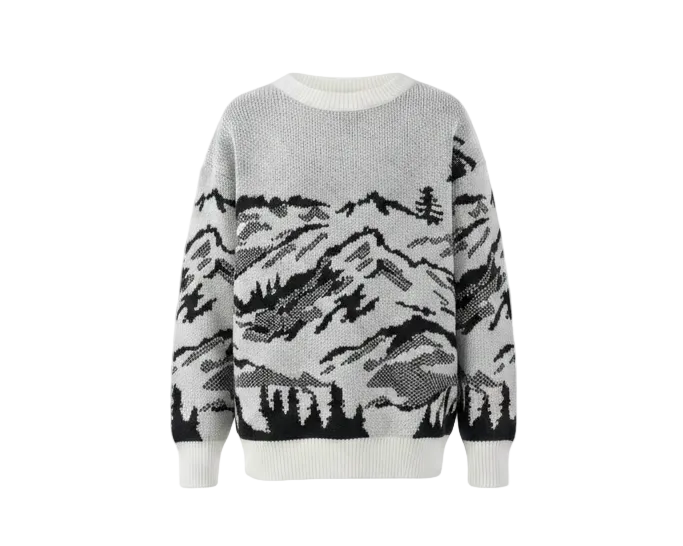 Mountain Jacquard Knit Sweater – sfondo bianco