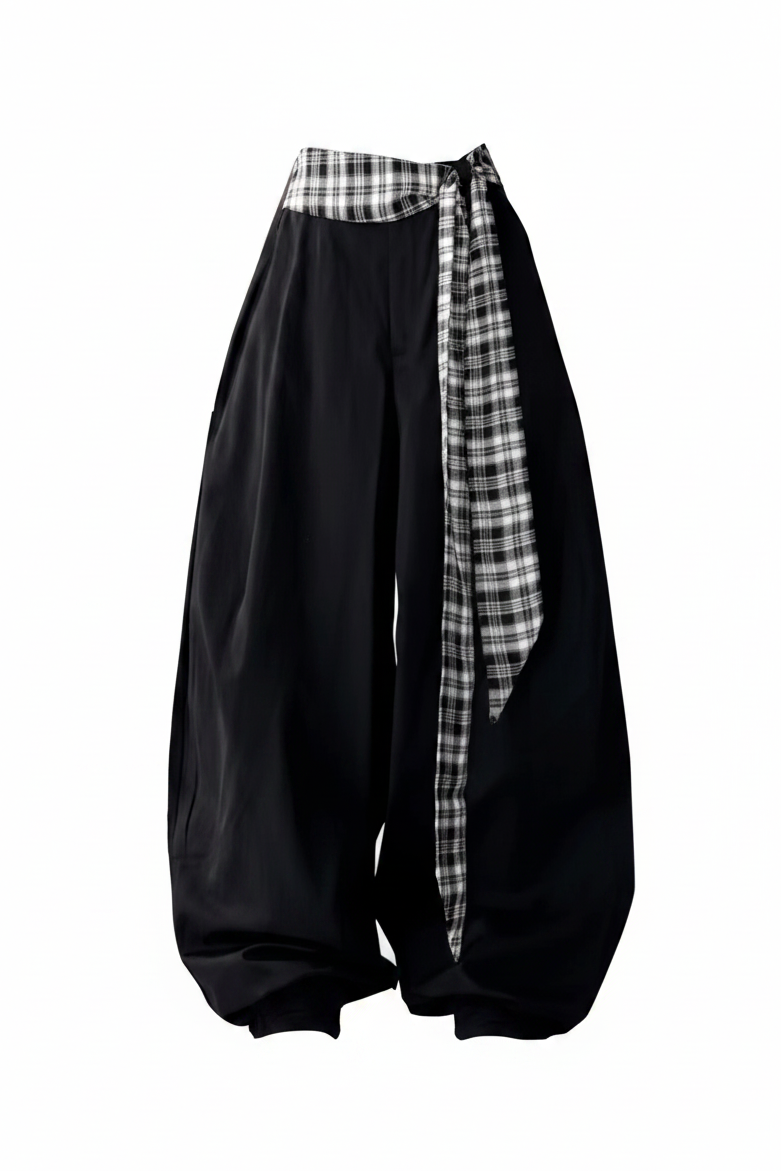 Plaid Harem Pants - No Shoes